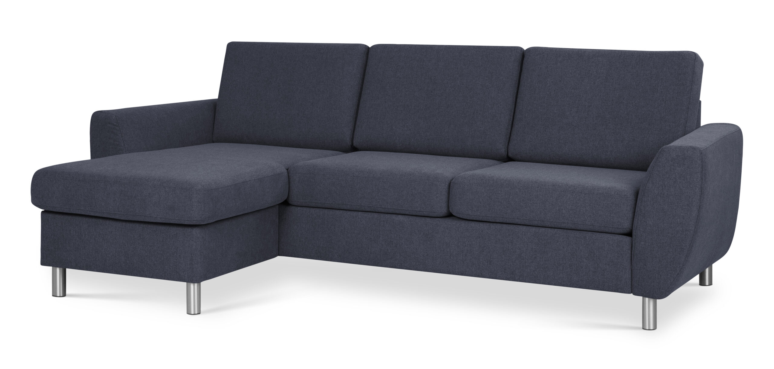 Wendy Set Sofa Chaiselong Blå Polyester Stof Børstet Aluminium