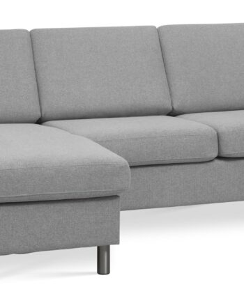 Wendy Set Sofa Chaiselong Grå Polyester Stof Børstet Aluminium