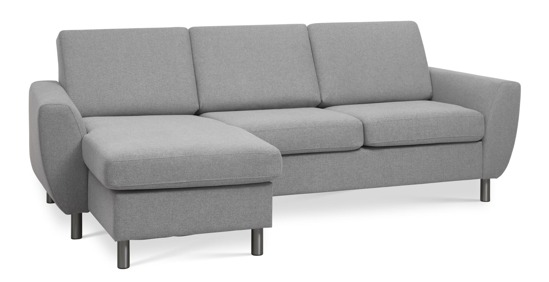 Wendy Set Sofa Chaiselong Grå Polyester Stof Børstet Aluminium