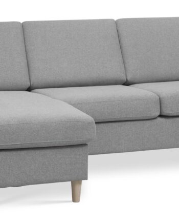 Wendy Set Sofa Chaiselong Grå Polyester Stof Natur Træ