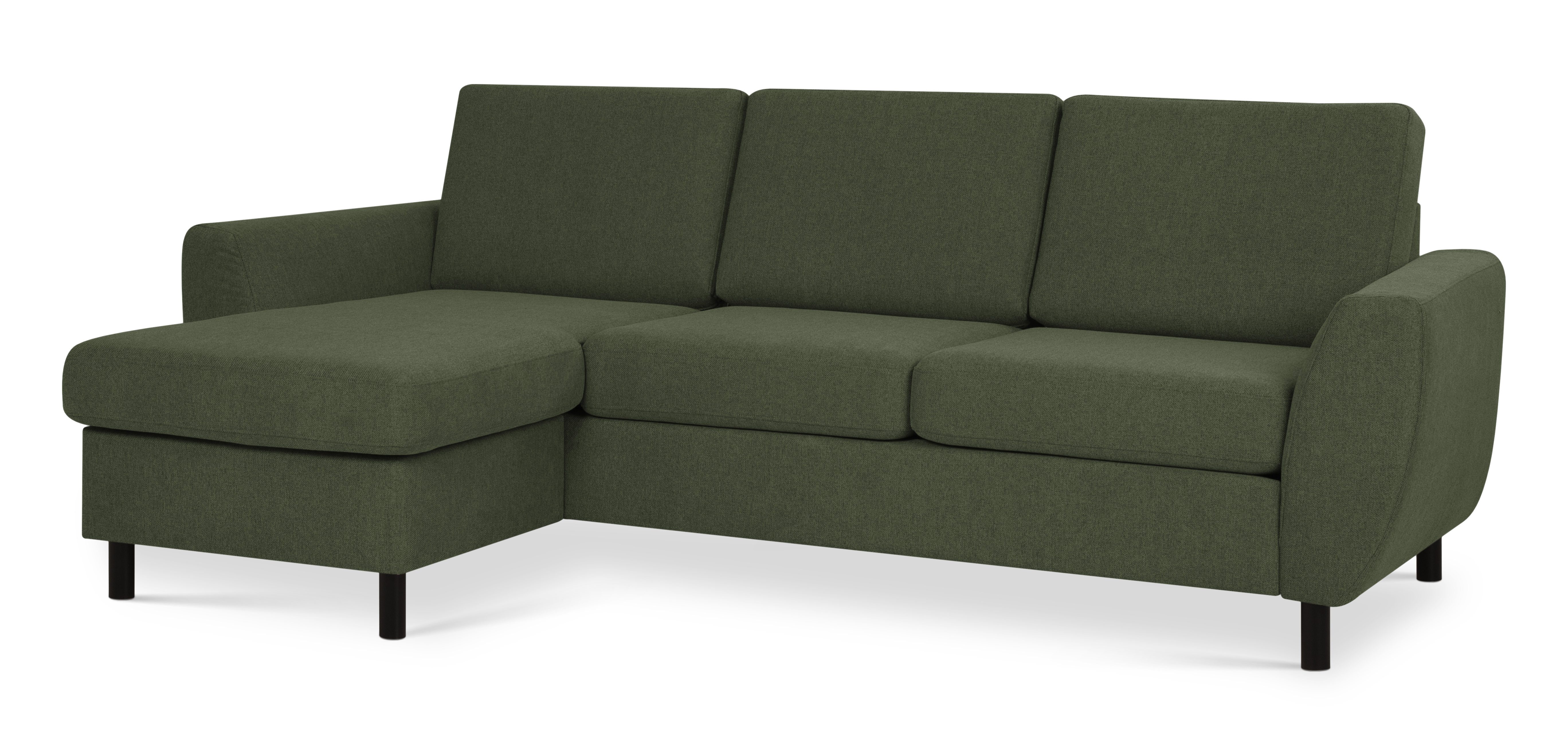 Wendy Set Sofa Chaiselong Vinter Mosgrøn Polyester Stof Sort Træ