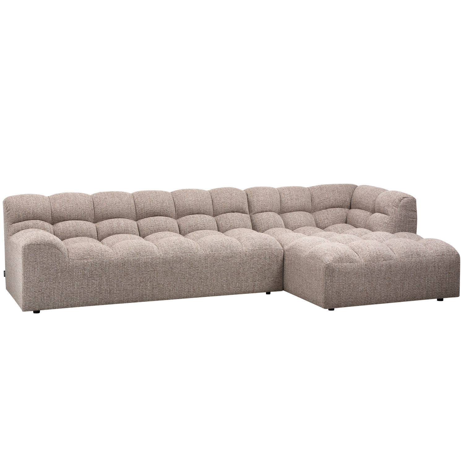 Woood Allure Sofa Højre Chaiselong Brun Melange Vævet Stof