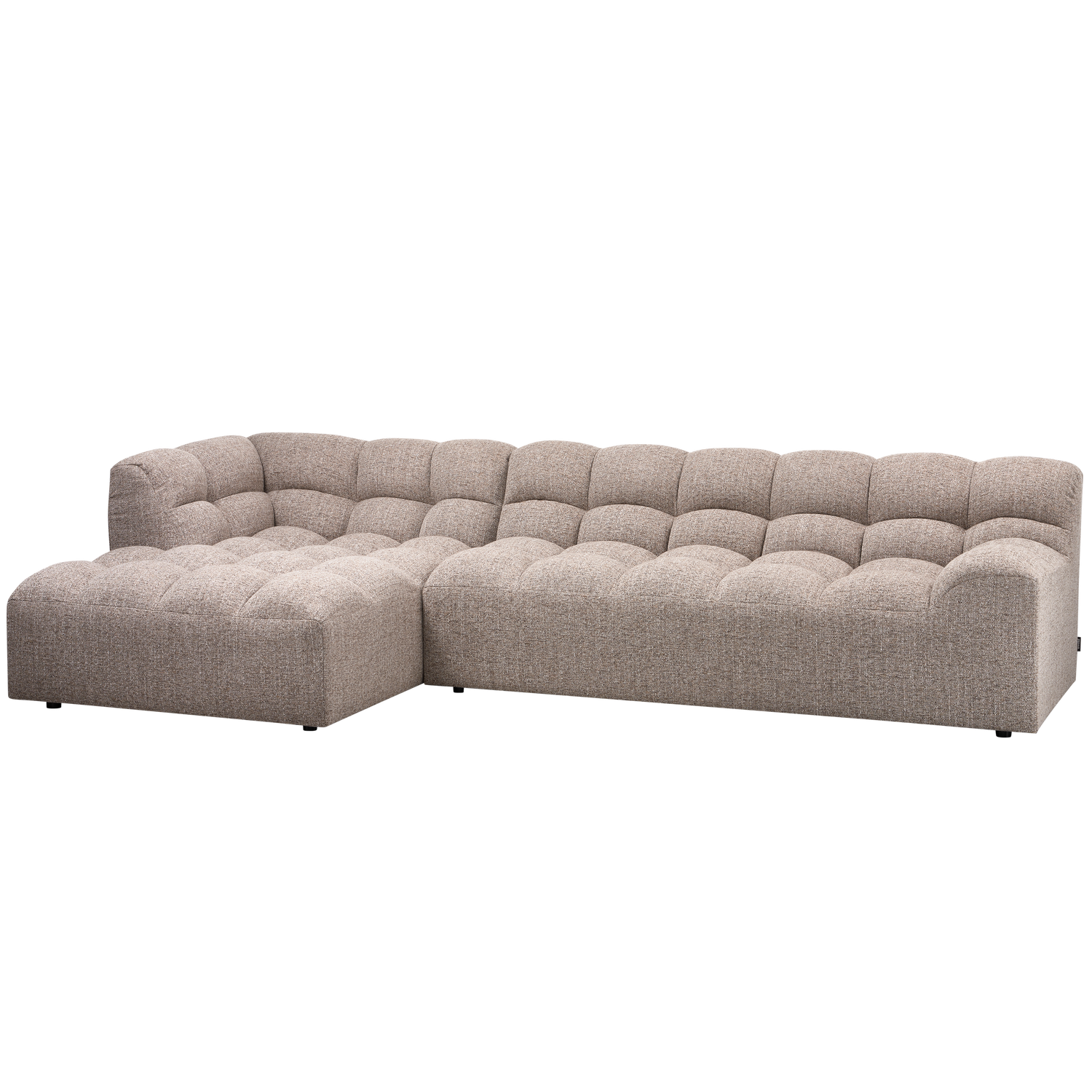 Woood Allure Sofa Venstre Chaiselong Brun Melange Vævet Stof