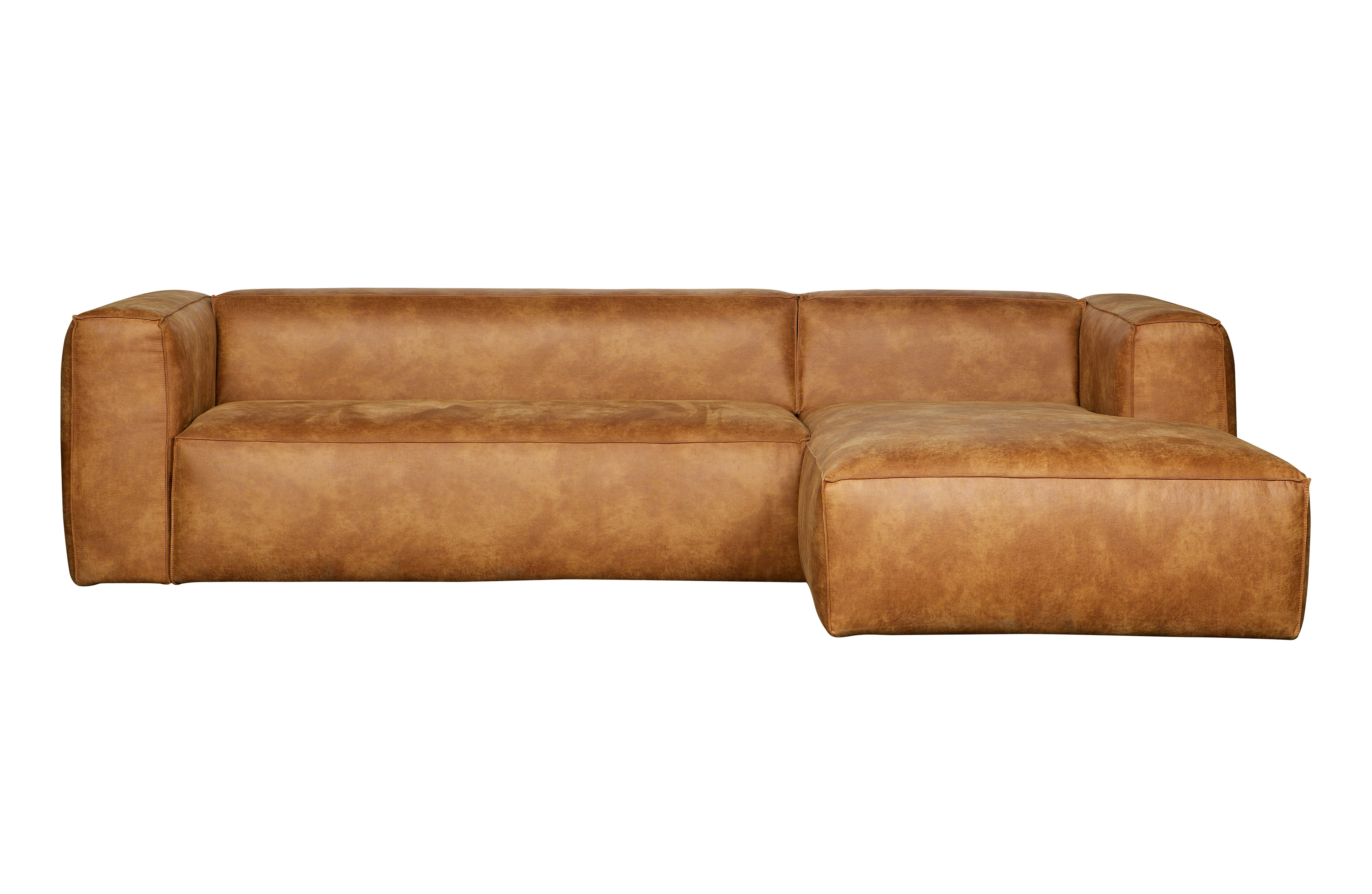 Woood Bean Hjørnesofa Højre Cognac Læderfiber Polyester
