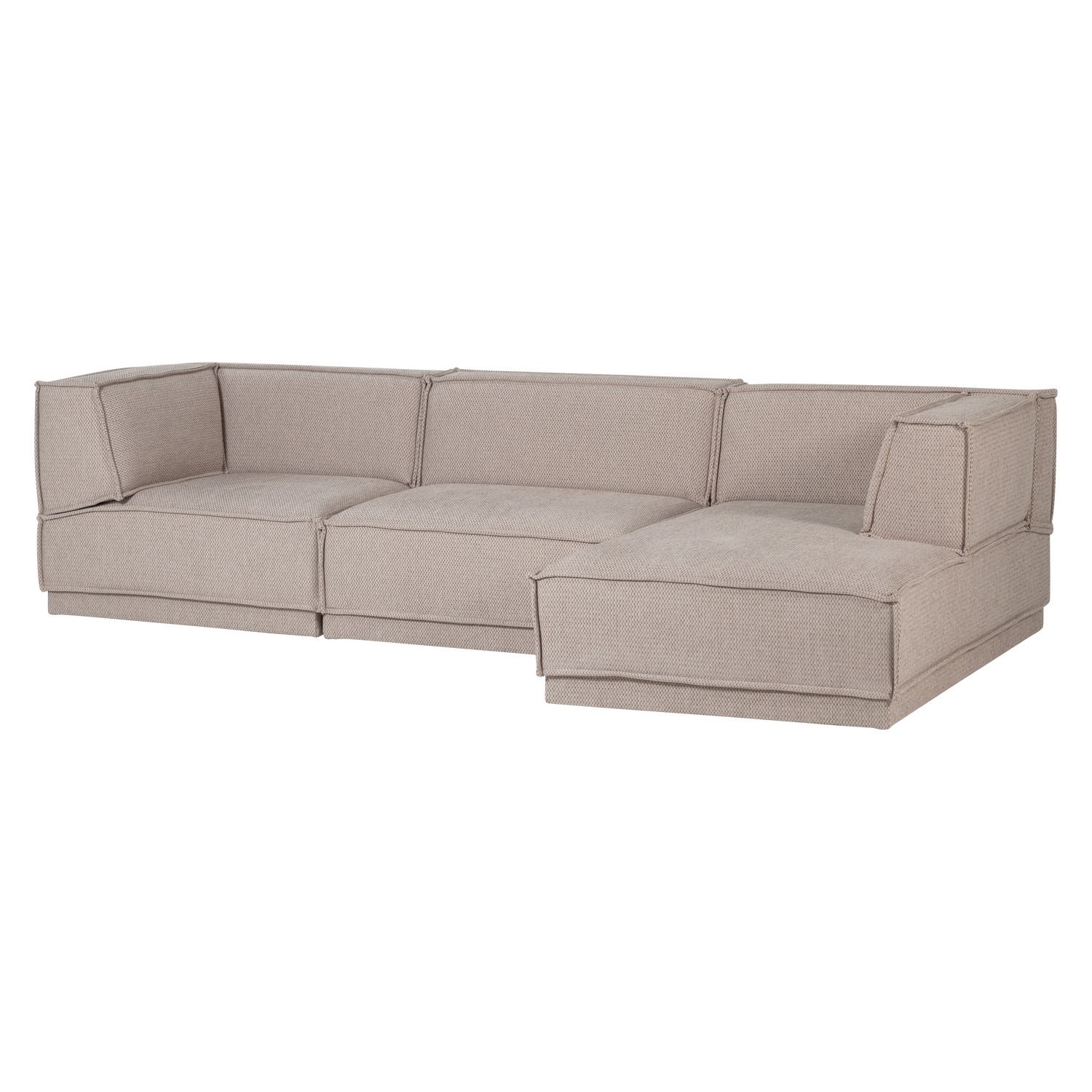 Woood Manu Pers Sofa Højre Chaiselong Natur Grov Chenille Polyester Stof