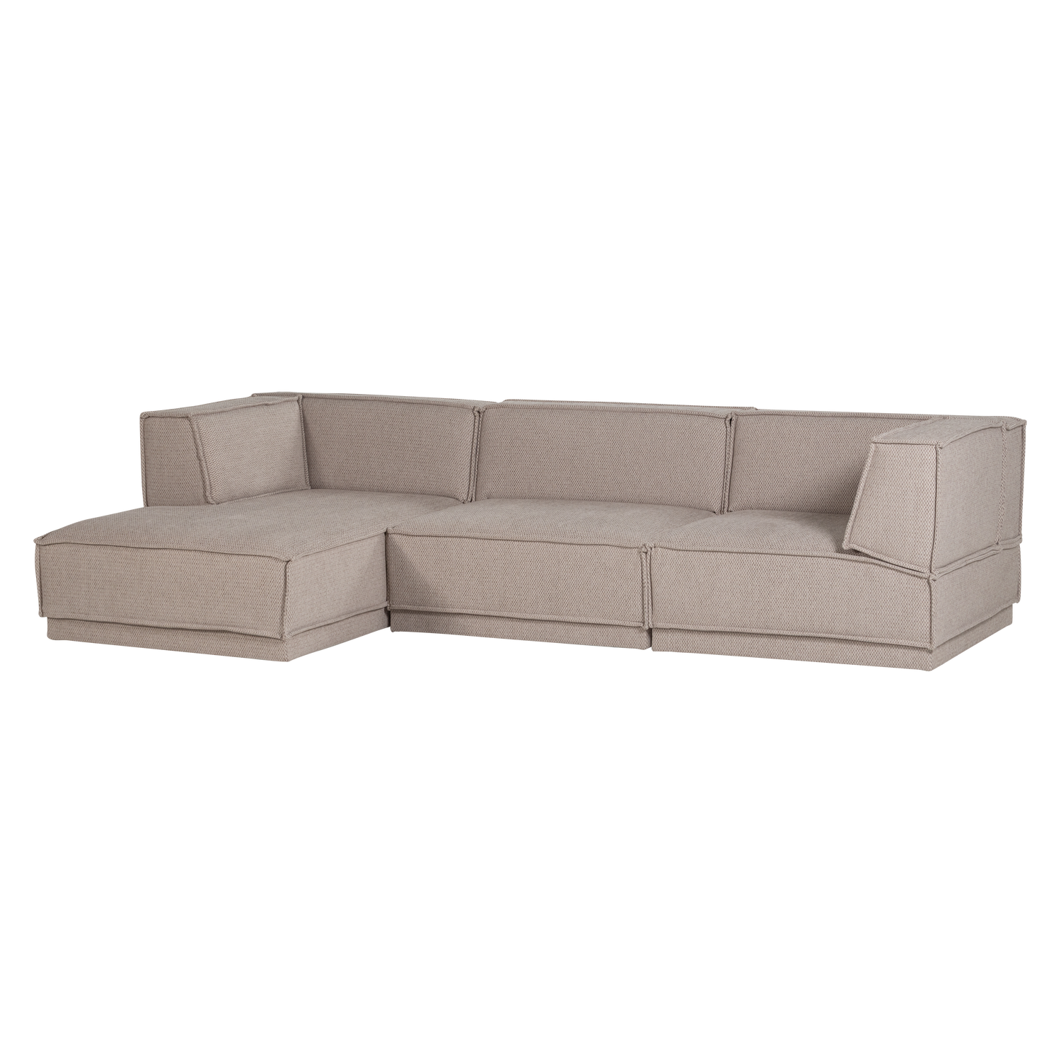 Woood Manu Pers Sofa Venstre Chaiselong Natur Grov Chenille Polyester Stof