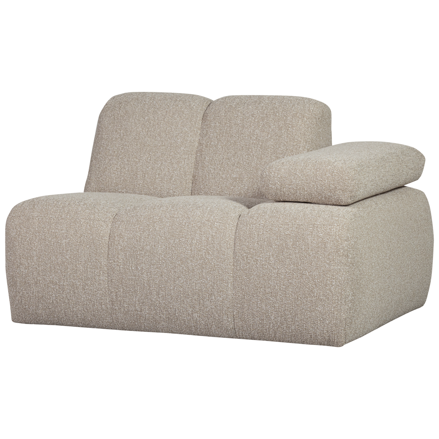 Woood Mojo Pers Modul Sofa Højre Armlæn Beige Meleret Boucl Stof