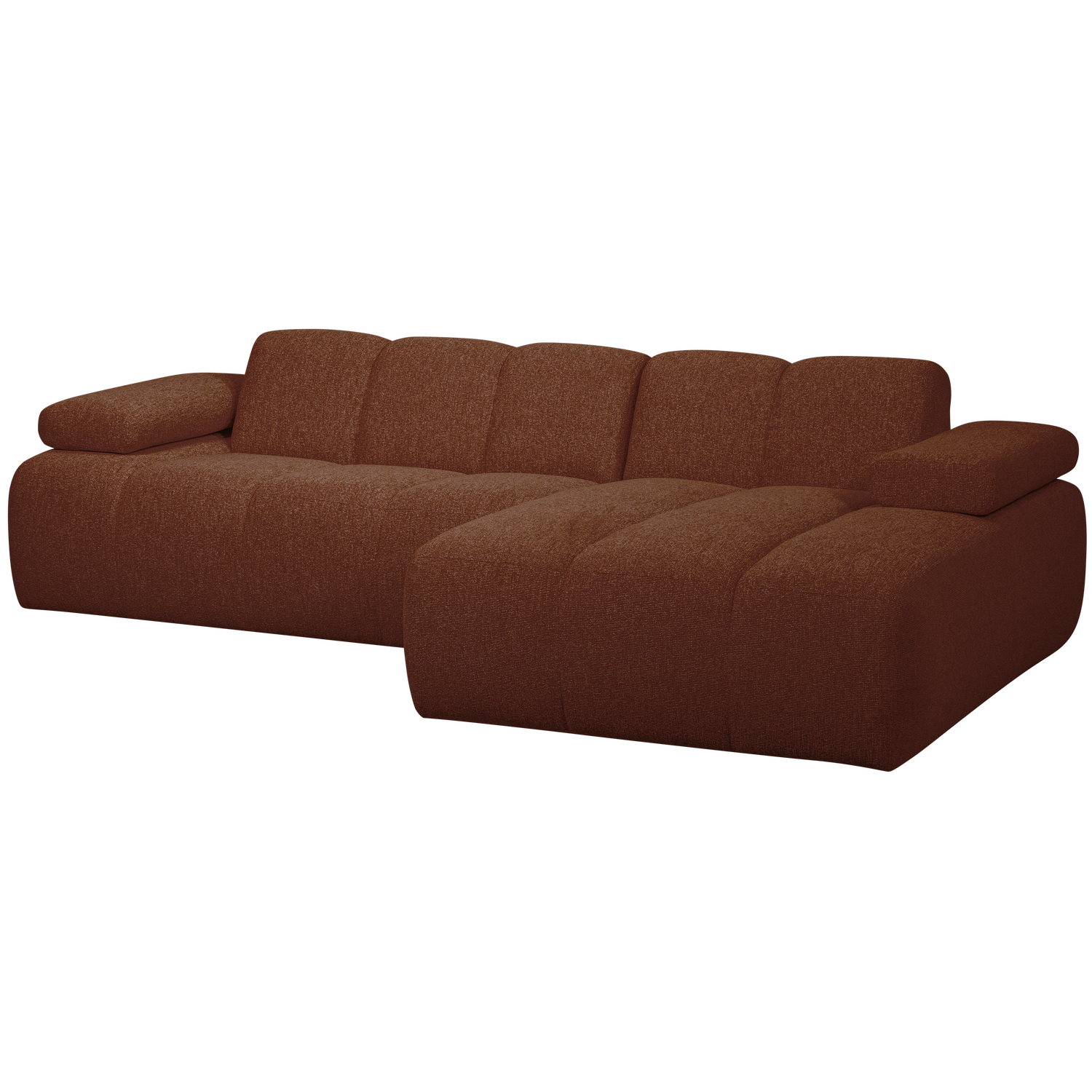 Woood Mojo Sofa Højre Chaiselong Rustbrun Melange Boucl Stof