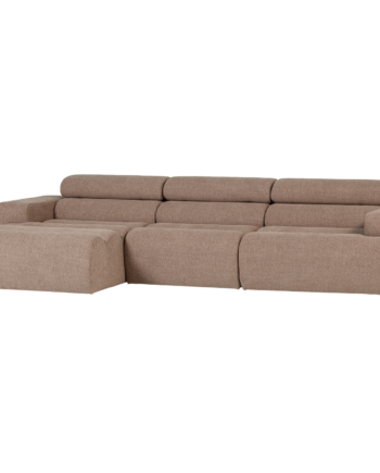 Woood Novi Sofa Venstre Chaiselong Justerbar Nakkestøtte Taupe Boucl Stof