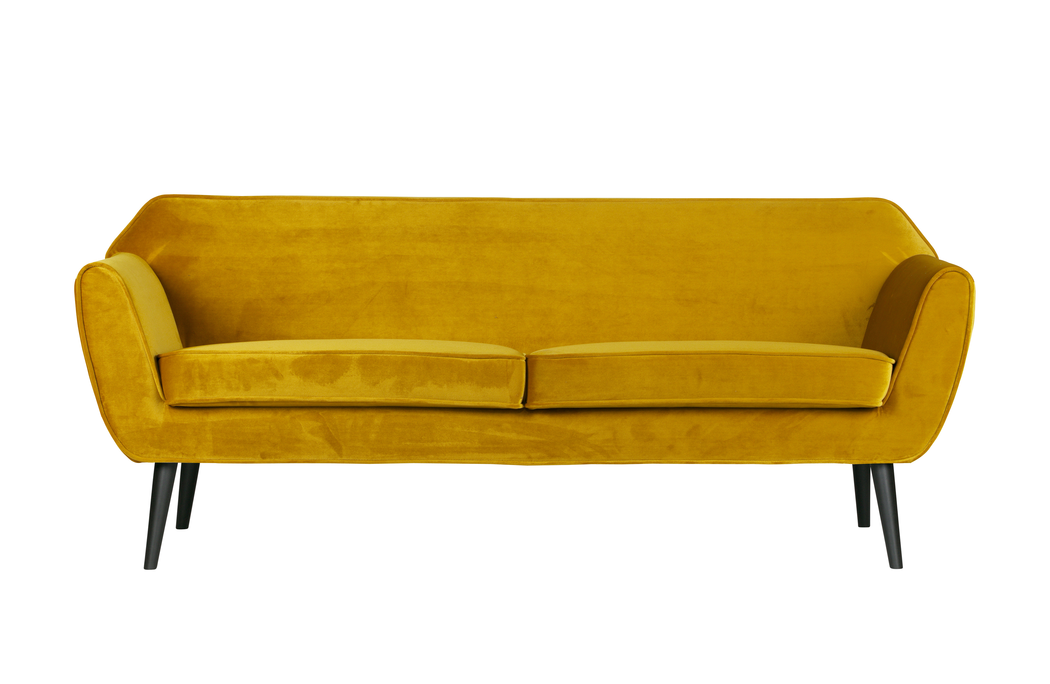 Woood Rocco Sofa Okker Polyester Fløjl Sort Bøgetræ