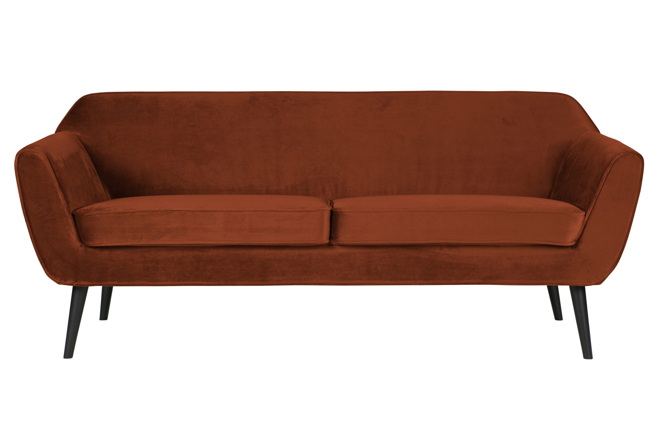 Woood Rocco Sofa Rust Polyester Fløjl Sort Bøgetræ