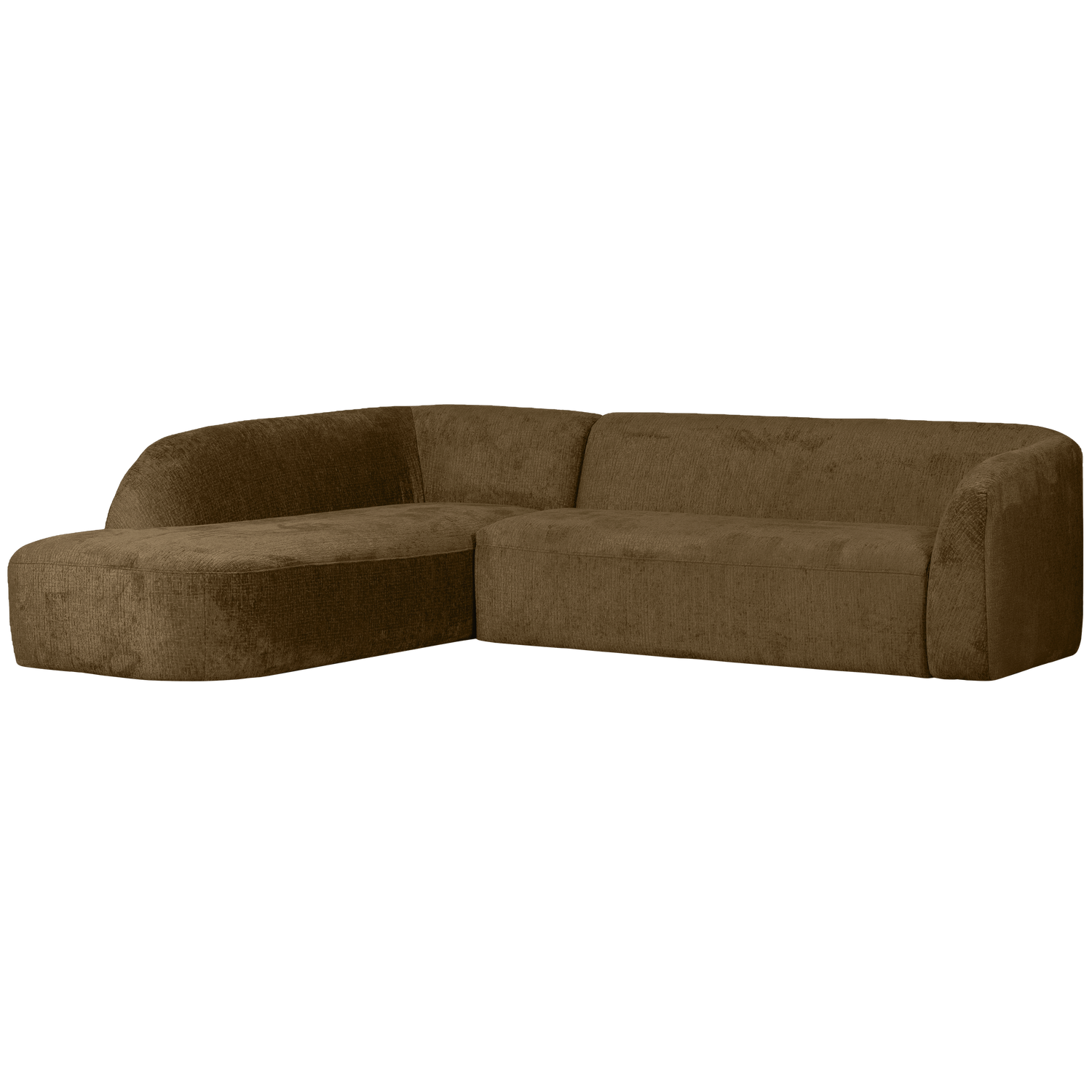Woood Sloping Hjørnesofa Venstre Strukturvelour Brass 77x274x225