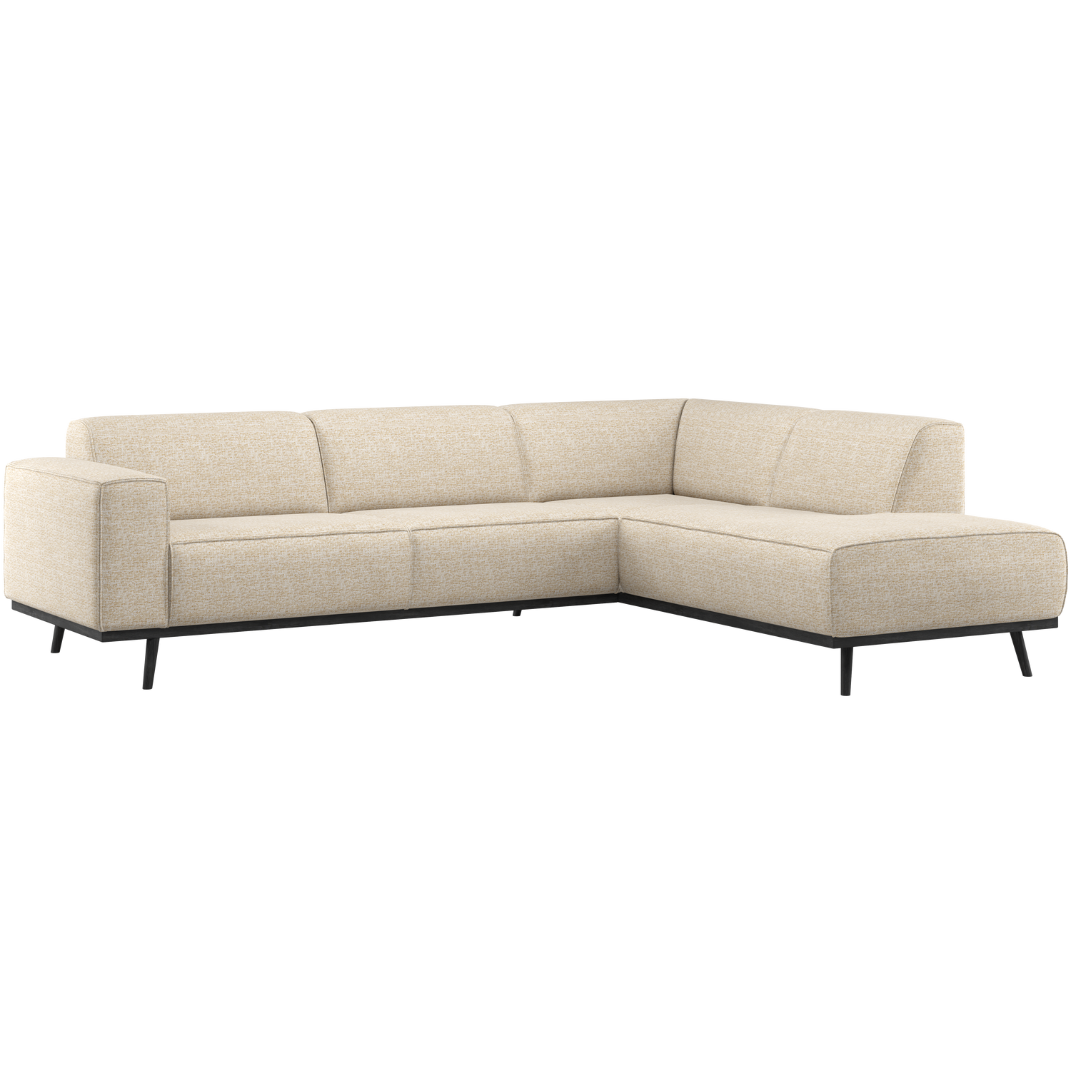 Woood Statement Hjørnesofa Højre Beige Melange Stof Birketræ