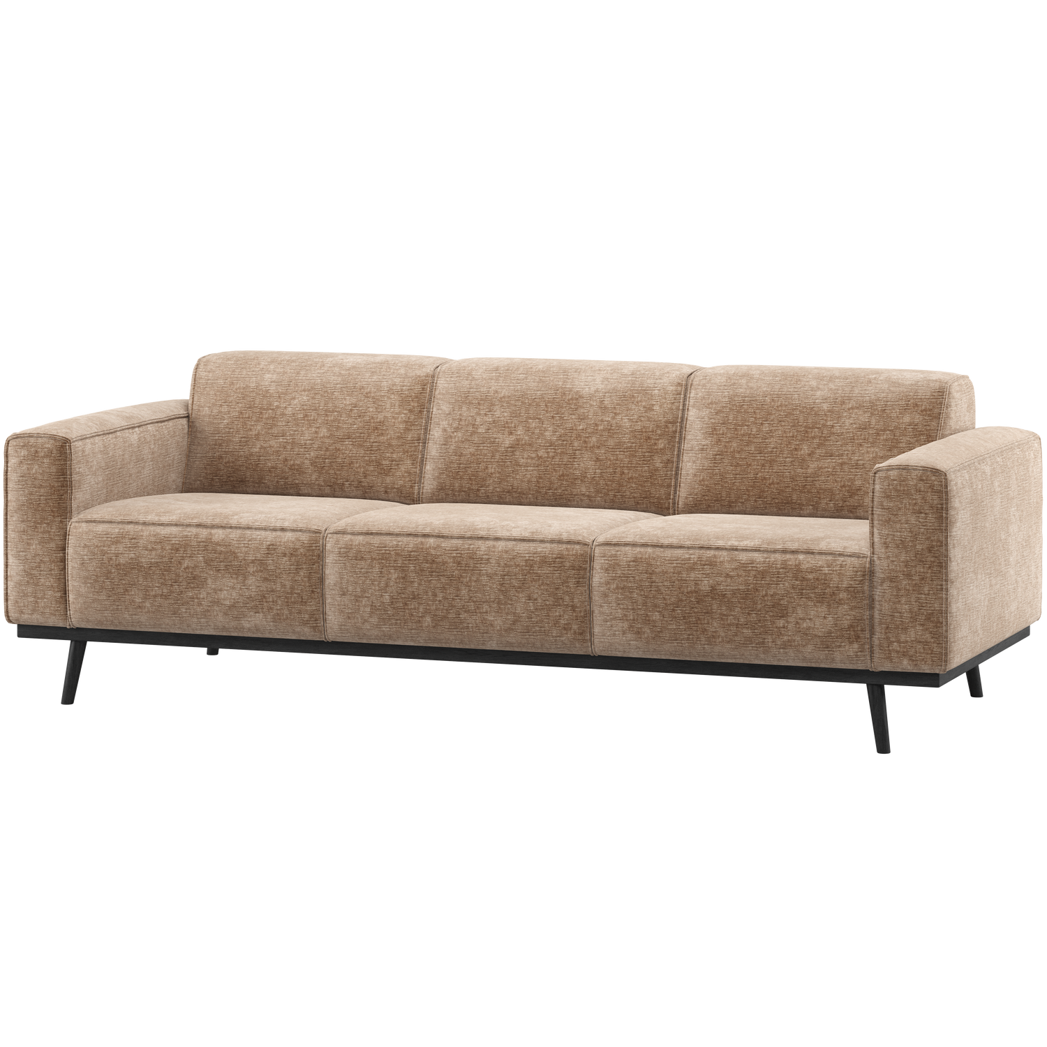 Woood Statement Pers Sofa Taupe Chenille Fløjl Stof Birketræ 230cm