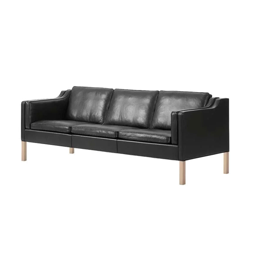 3pers Sofa Model 2213 Sort Semi Læder