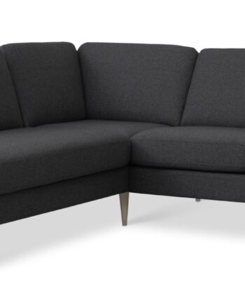 Ask Sæt Lille Sofa Venstre Chaiselong Antracitgrå Polyester Stof Natur Træ