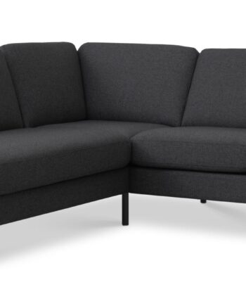 Ask Sæt Lille Sofa Venstre Chaiselong Antracitgrå Polyester Stof Sort Metal