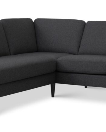 Ask Sæt Lille Sofa Venstre Chaiselong Antracitgrå Polyester Stof Sort Træ