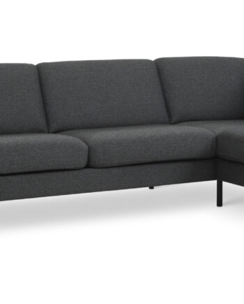 Ask Sæt Sofa Højre Chaiselong Antracitgrå Polyester Stof Sort Metal