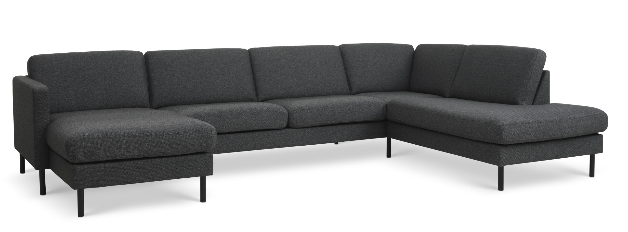 Ask Sæt Sofa Højre Chaiselong Antracitgrå Polyester Stof Sort Metal