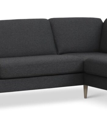 Ask Sæt Stor Sofa Højre Chaiselong Antracitgrå Polyester Stof Natur Træ