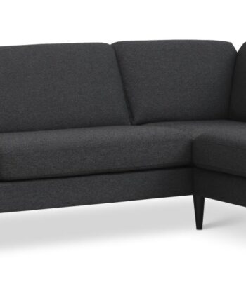 Ask Sæt Stor Sofa Højre Chaiselong Antracitgrå Polyester Stof Sort Træ