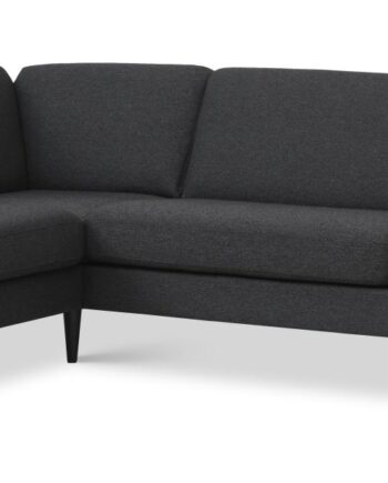 Ask Sæt Stor Sofa Venstre Chaiselong Antracitgrå Polyester Stof Sort Træ