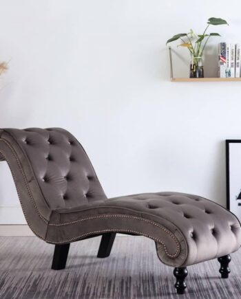 Chaiselong Grå Fløjl Elegant Loungestol Til Stue