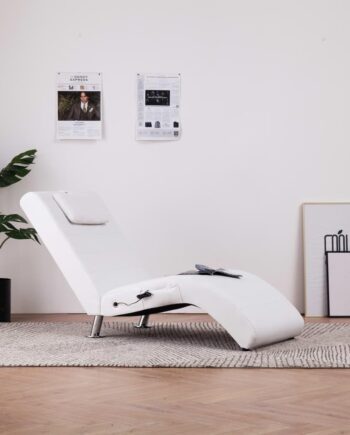Chaiselong Med Massagefunktion Pude Kunstlæder Hvid