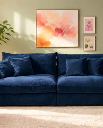 Chelsey Flydersofa Personers Sofa Blå Velour Scandinavian Living 112  Møbelsalg