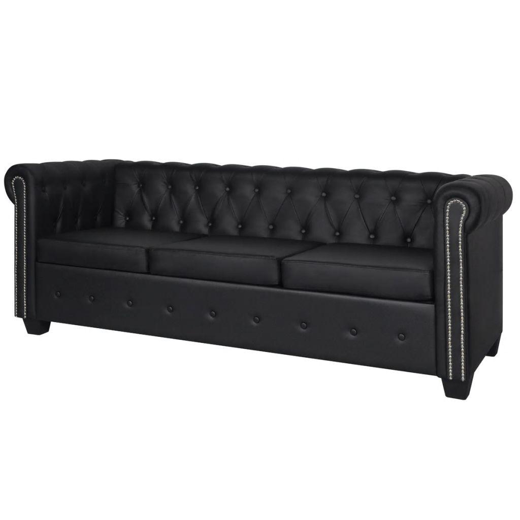 Chesterfield Personers Sofa Kunstlæder Sort