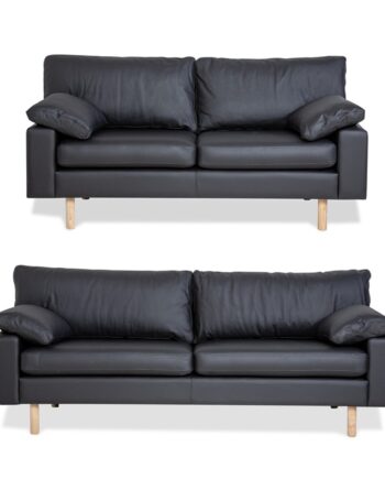 Darwin 2pers Sofa Ege Ben Dolaro Sort Læder Split :215cm :175cm