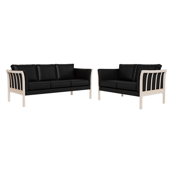 Erling Christensen Møbler Dorte Sofasæt Sort Læder Ubehandlet Bøg : Erling Christensen Møbler : Erling Christensen Møbler