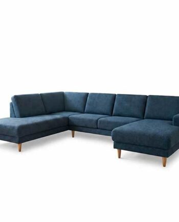 Erling Christensen Møbler Sofie Sofa Med Chaiselong Open End Mørkeblå Egetræsben : Erling Christensen Møbler : Erling Christensen Møbler