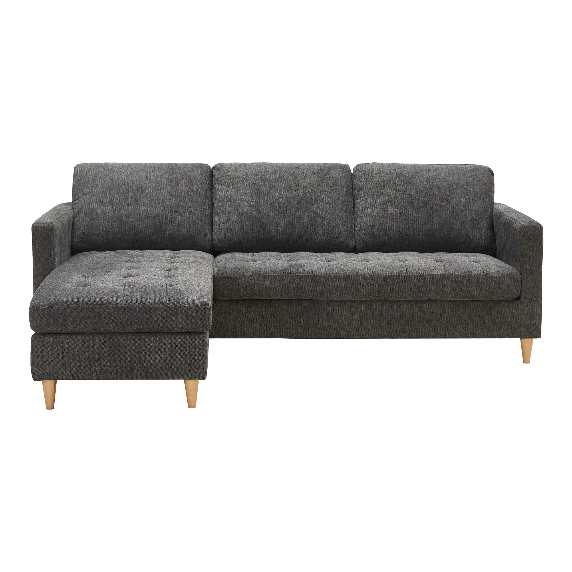 Firenze Sofa Mørkegrå Med Ben Naturtræ