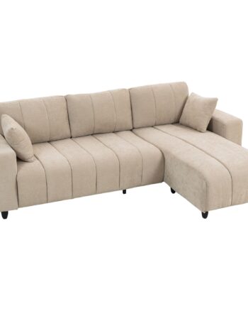 Formet Hjørnesofa Med Fleksibel Chaiselong Personers Sofa Med Hynder Metalstel Til Stue Beige