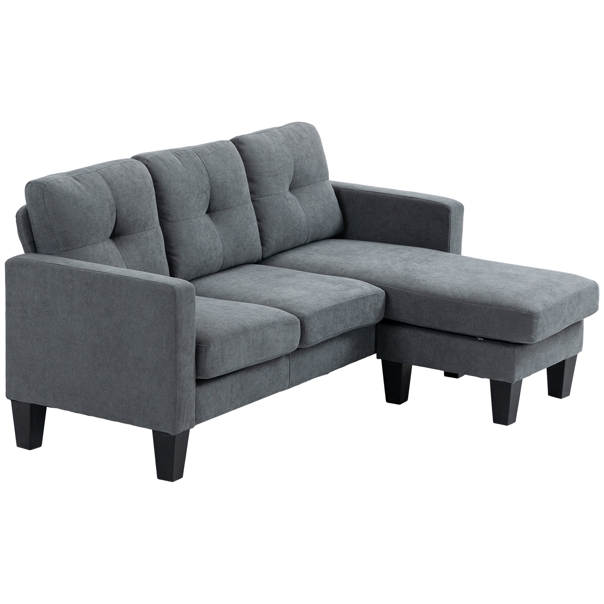 Formet Hjørnesofa Med Vendbar Chaiselong Polstret Sofa Mørkegrå
