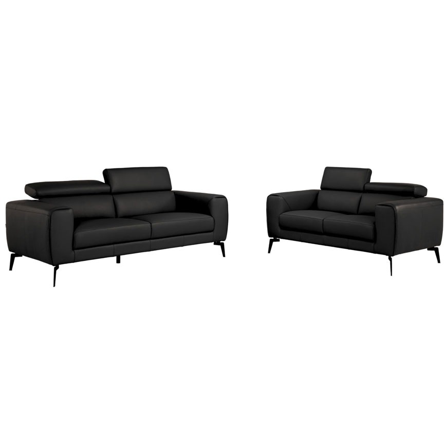 Function 2pers Sofa Sort Læder Nakkefunktion