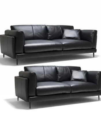 Gustav 2pers Sofa Sort Læder Dun Indlæg Sæde