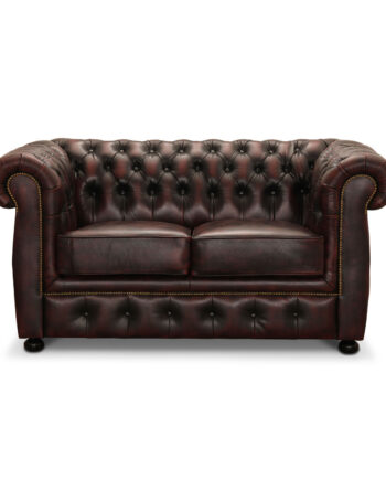 Haga Liverpool Pers Chesterfield Sofa Oxblood Læder Træ