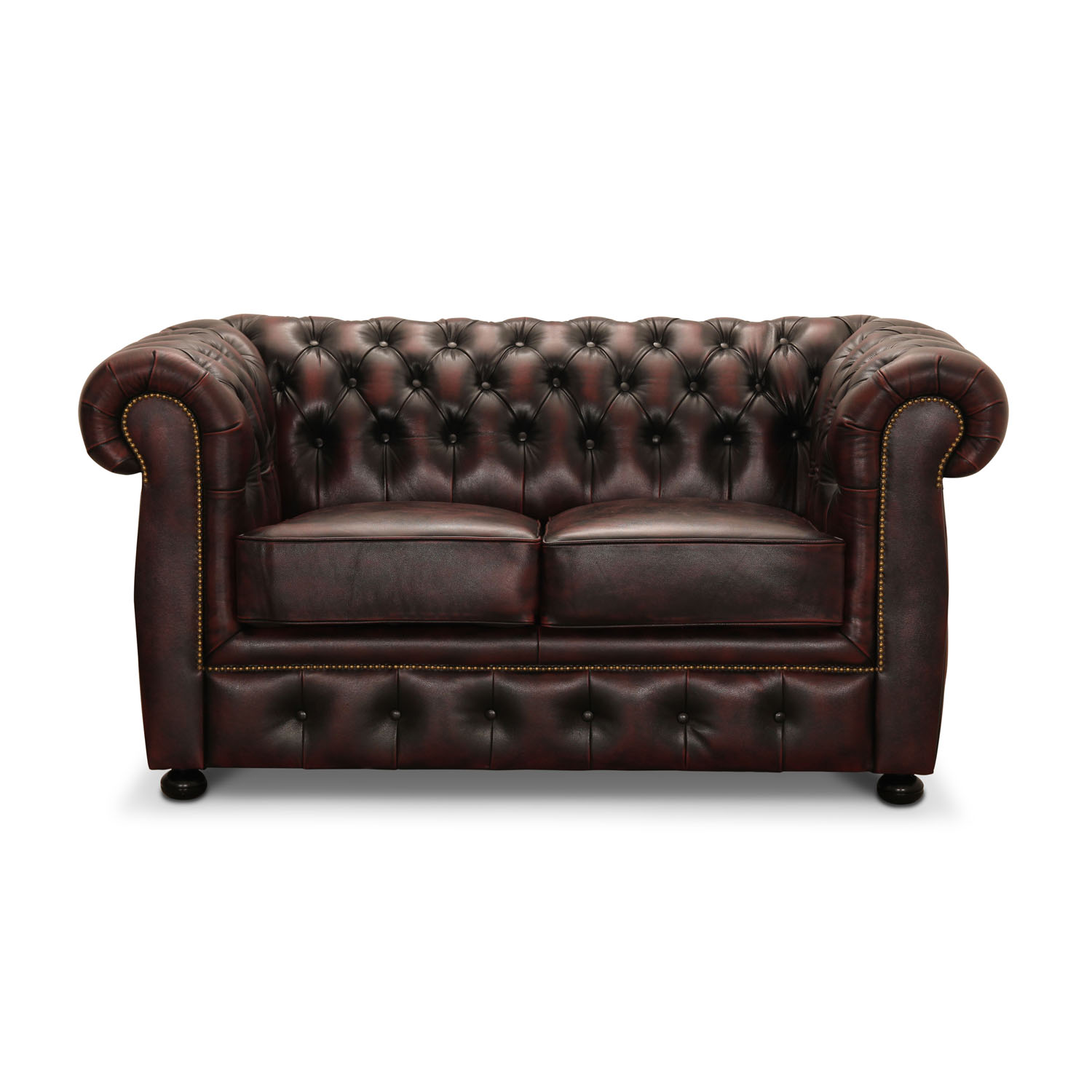 Haga Liverpool Pers Chesterfield Sofa Oxblood Læder Træ