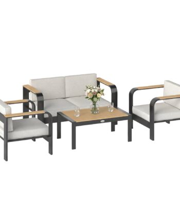 Havemøbelsæt Aluminiums Siddegruppe Til Personer Vandafvisende Ekstra Dyb Med Personers Sofa Lænestole Sidebord