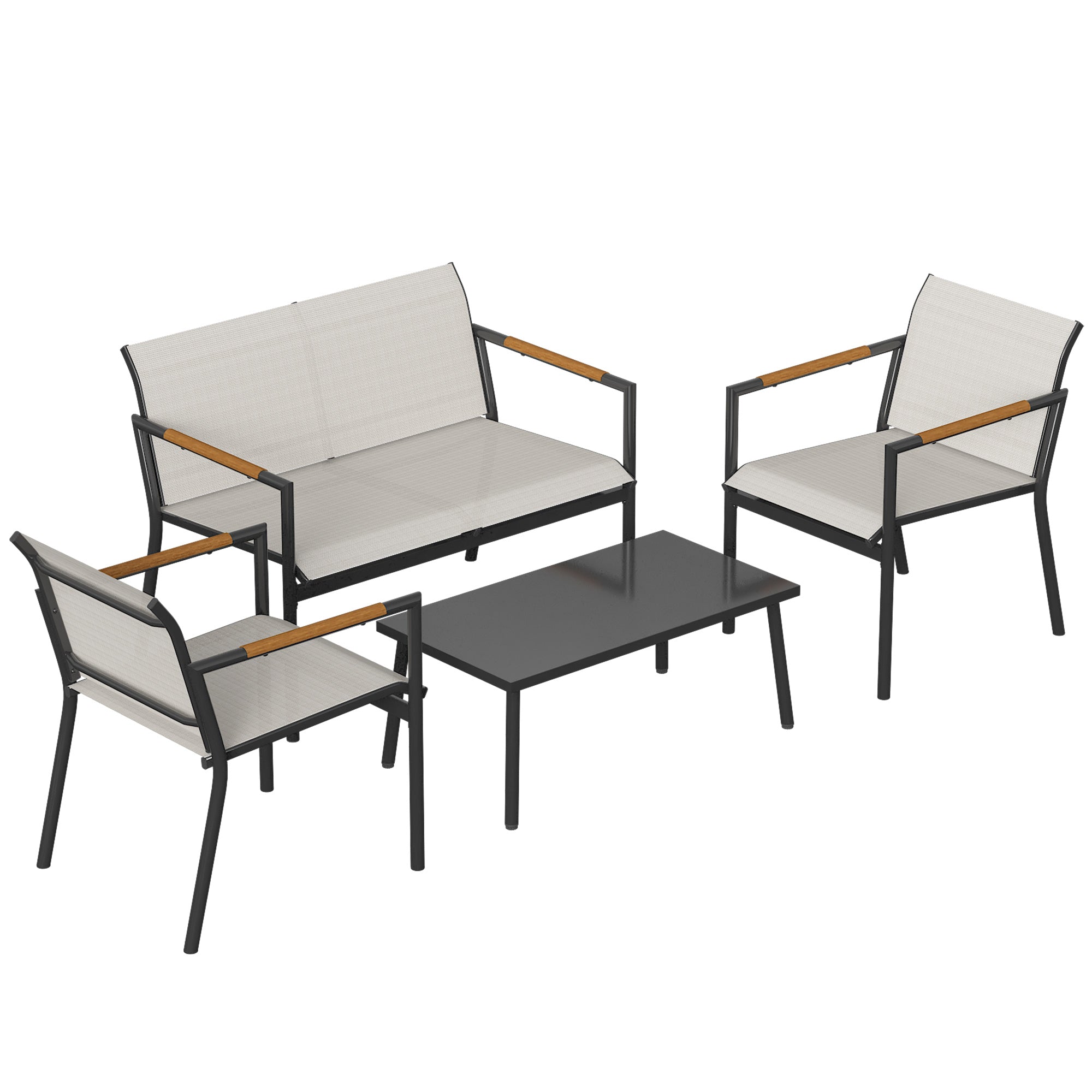 Havemøbelsæt Siddegruppe Til Personer åndbar Havelounge Med Personers Sofa Lænestole Metalbord Fodpuder