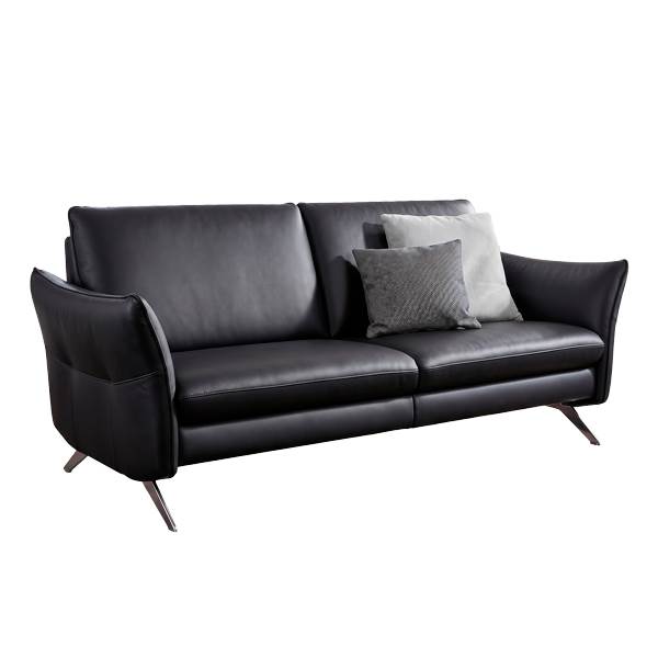 Himolla 6902 Pers Sofa Sort Læder Justerbar Ryg Skammel : Erling Christensen Møbler