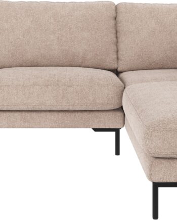 Hjørnesofa Højrevendt Rowico Corwin Lysebeige Greg Stof Med Sorte Pulverlakerede Metalben