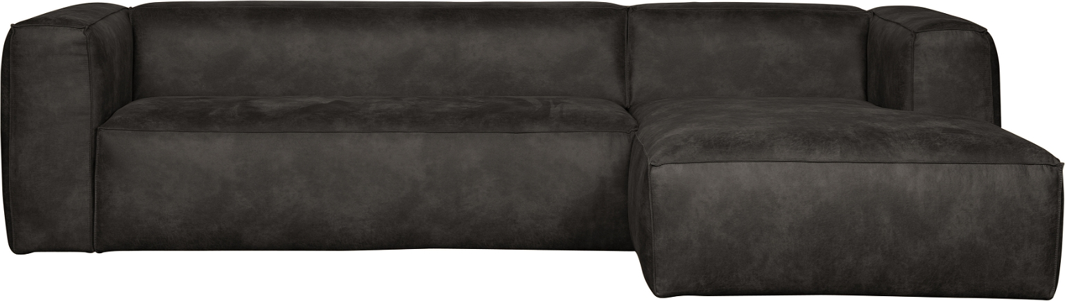 Hjørnesofa Højrevendt Woood Bean Sort Læderlook Mikrofiber 305 175