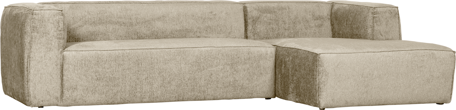 Hjørnesofa Højrevendt Woood Bean Strukturvelour Creme 305x175 Chaiselong Komfort