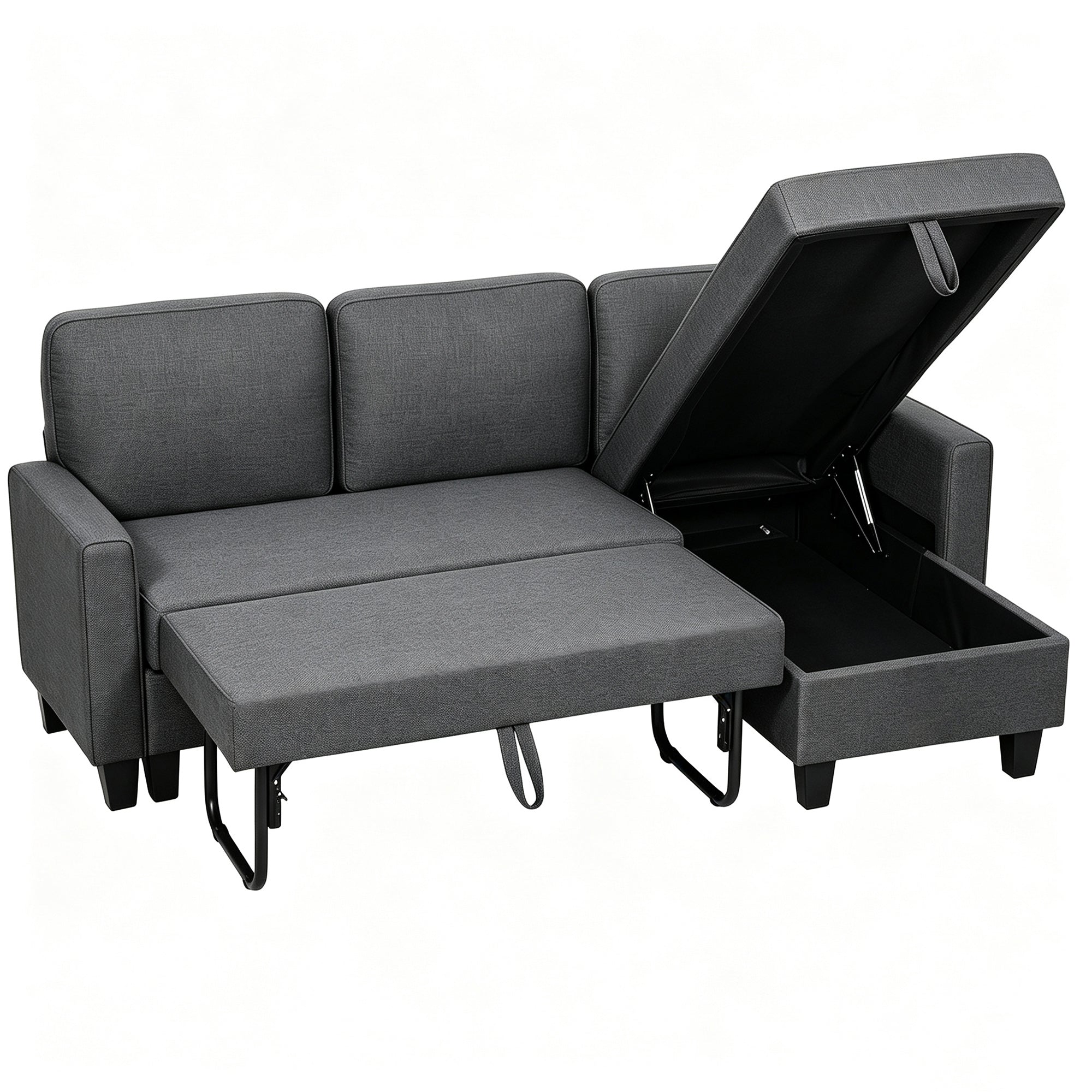 Hjørnesofa Med Sovefunktion Opbevaringsrum Formet Sovesofa Med Omskiftelig Chaiselong Til Lejlighed Stue