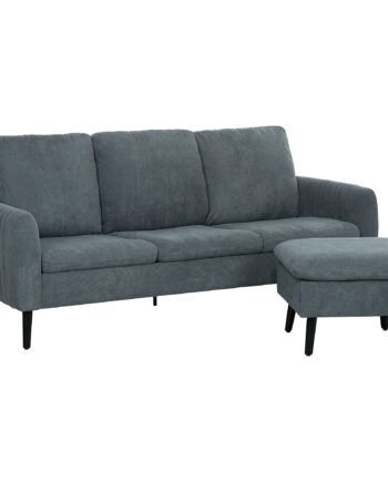 Hjørnesofa Personers Sofa Med Fodskammel Stofbetræk Formet Sofasæt Mørkegrå
