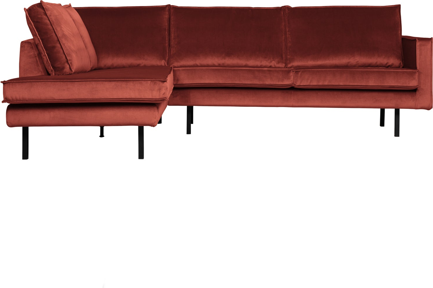 Hjørnesofa Venstre Woood Rodeo Loungesofa Kastanjebrun Velour